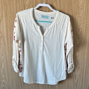 Aventura Ivory Top with Floral Accents